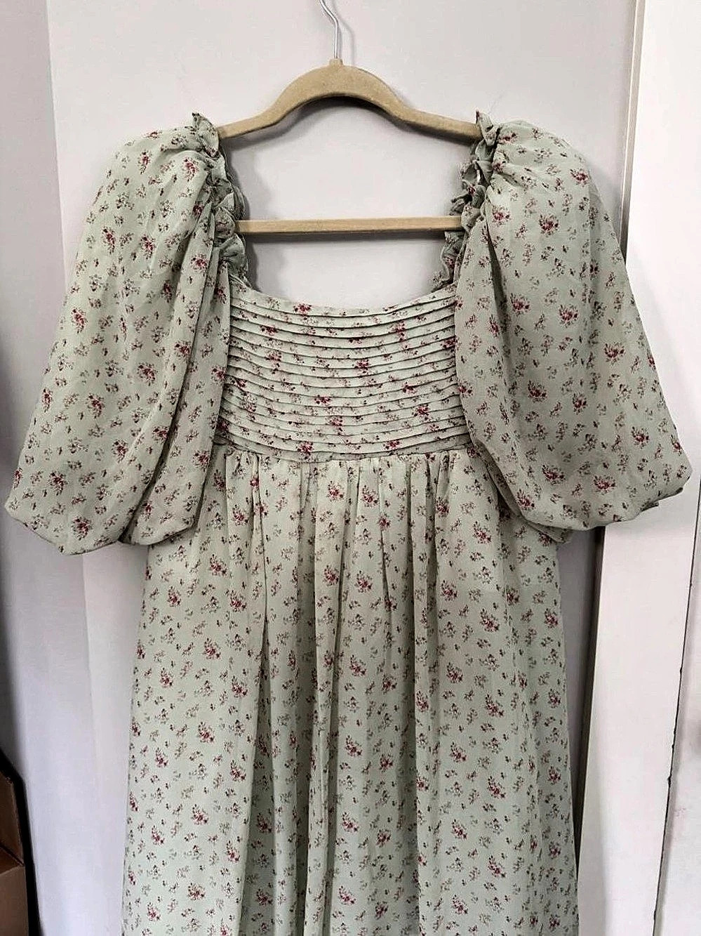 NWT Worth Collective Mint & Pink Floral Melody Maxi Dress Pleats Bump Friendly